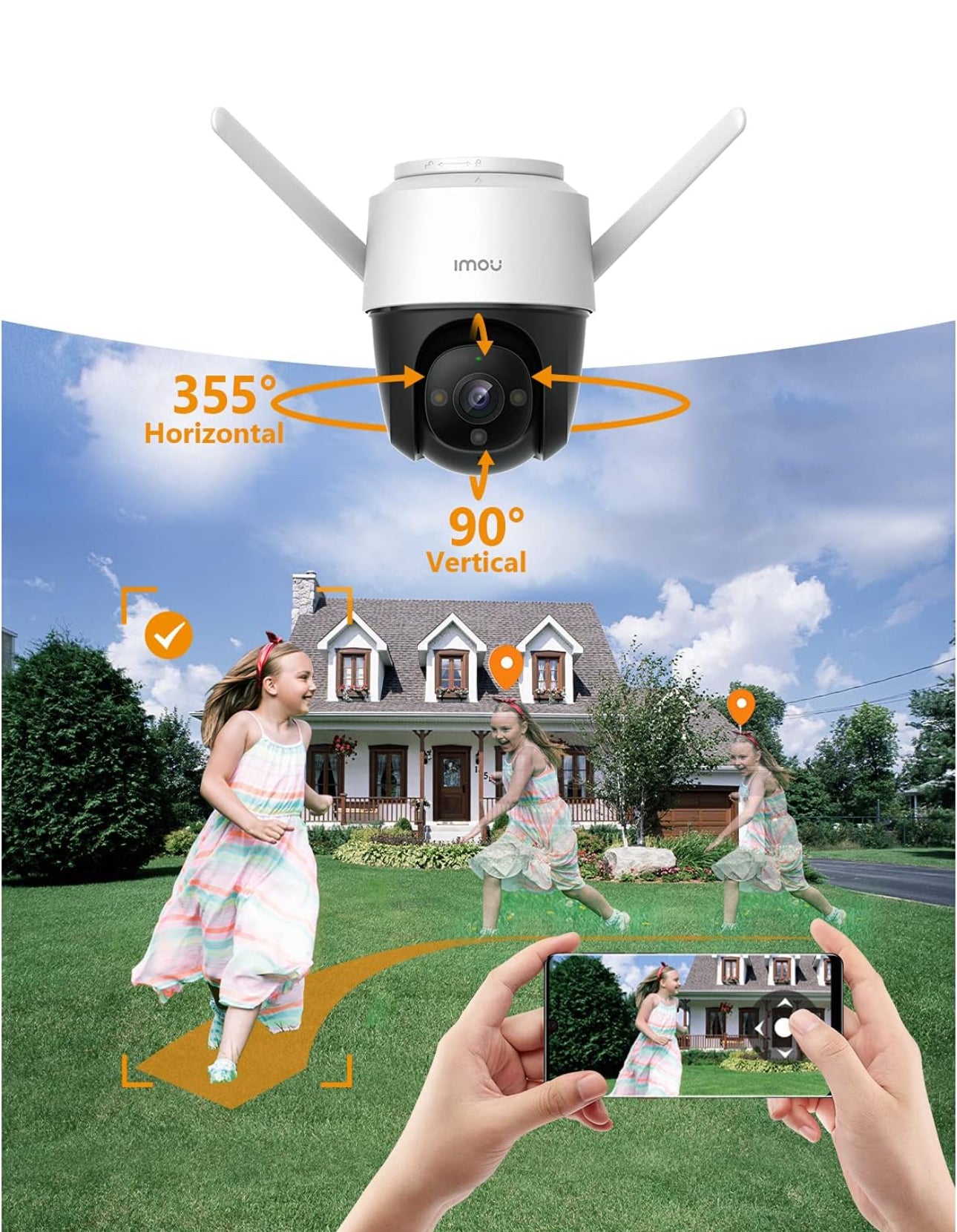 Cámara de seguridad para exterior 4mp 16x QHD cobertura 355 grados Imou