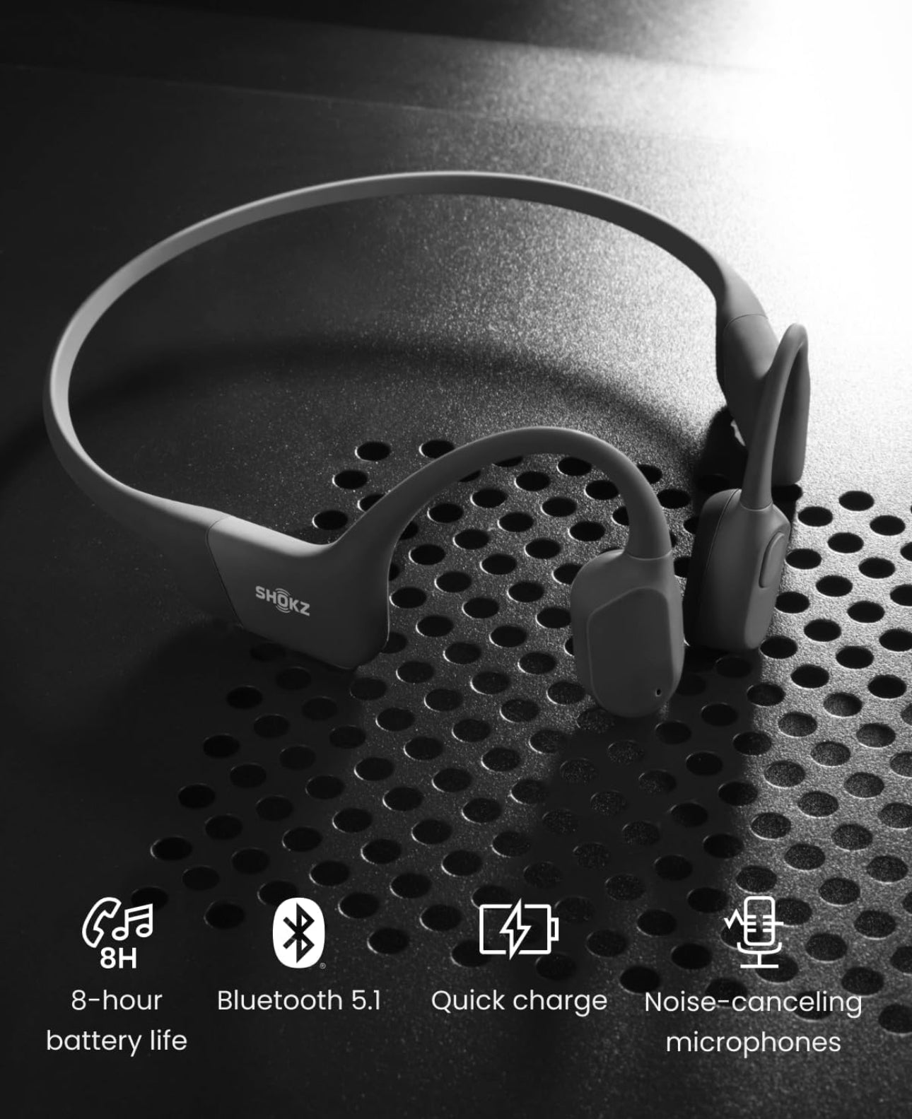 Shokz OpenRun - Auriculares deportivos Bluetooth de conducción ósea de oreja abierta, auriculares inalámbricos resistentes al sudor para entrenamientos y correr, micrófono integrado